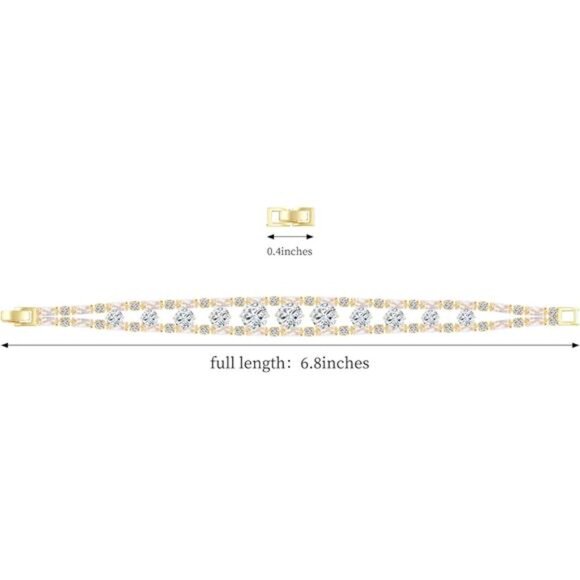 14K Gold Plated Tennis Bracelet for Women CZ Sparkly Everyday Jewelry Gift - Picture 2 of 7